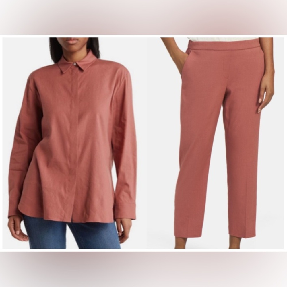 Theory Classic Menswear Long Sleeve Linen Blend Buttondown Shirt in Terracotta
